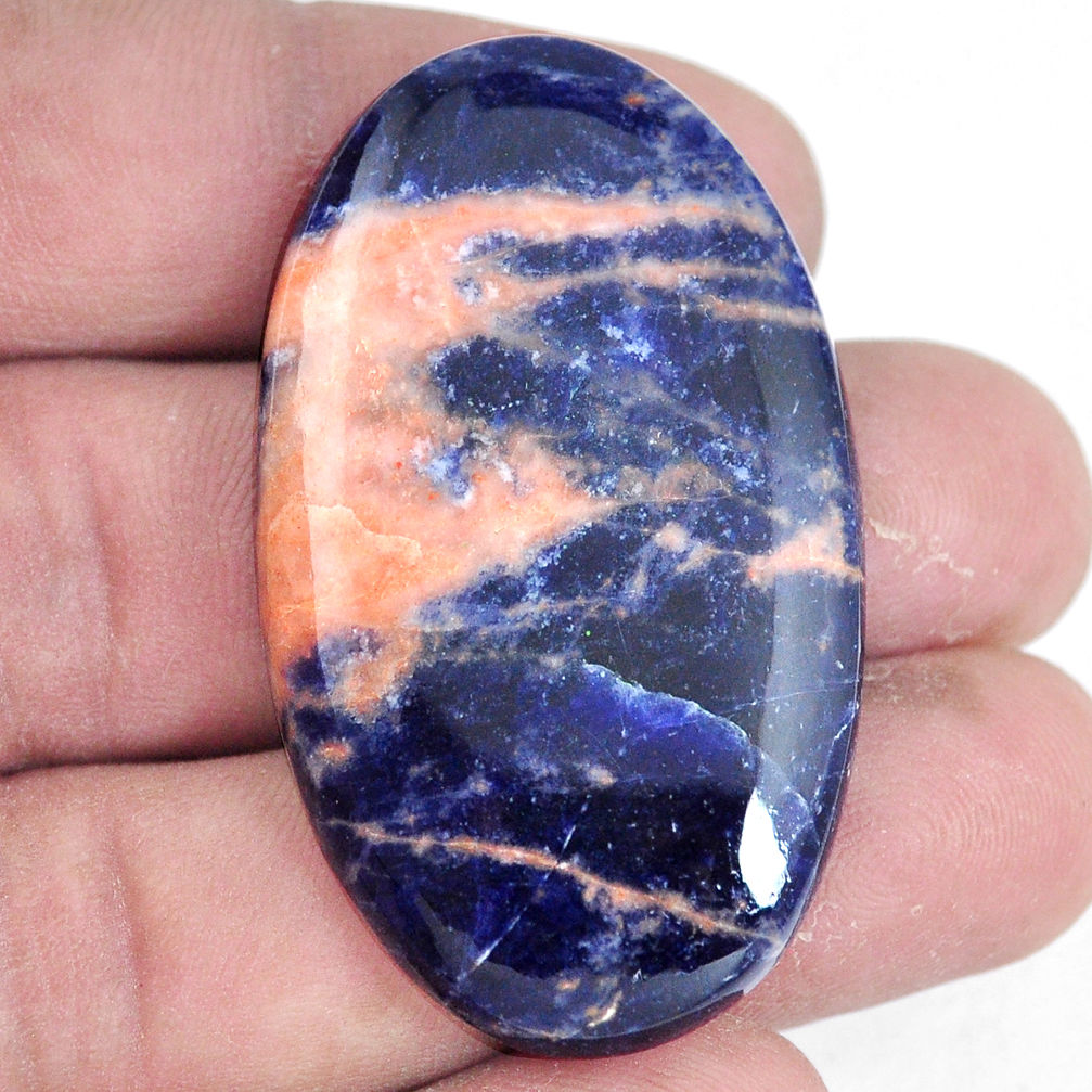 Natural 58.45cts sodalite orange cabochon 46x27 mm oval loose gemstone s7187