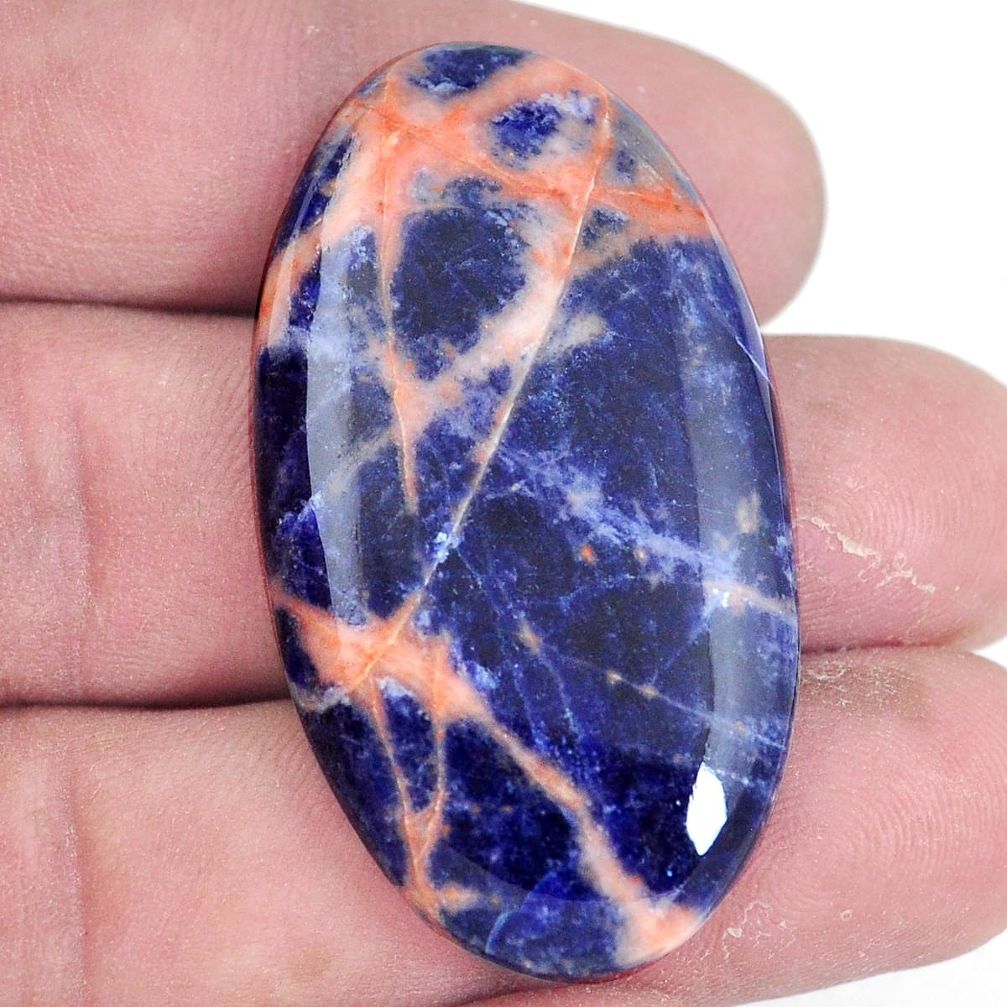 Natural 43.45cts sodalite orange cabochon 44x24 mm oval loose gemstone s7188