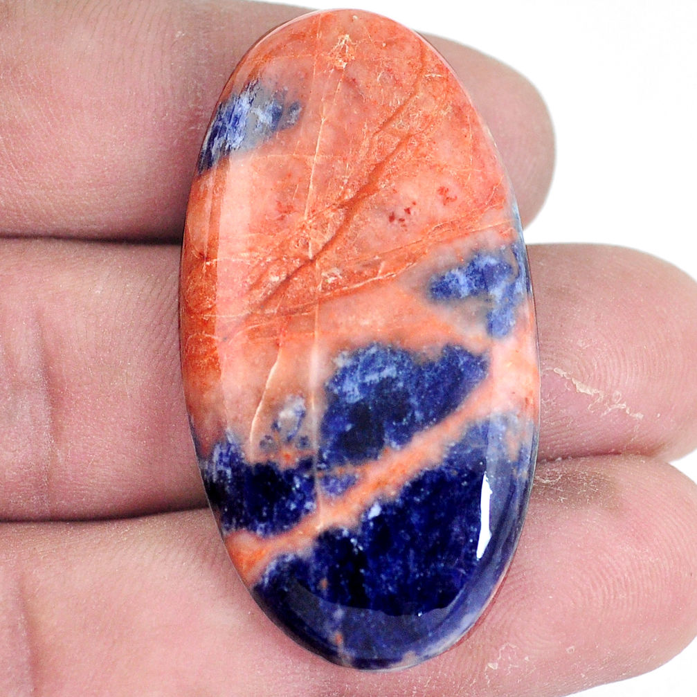 Natural 46.30cts sodalite orange cabochon 44x22.5 mm oval loose gemstone s7189