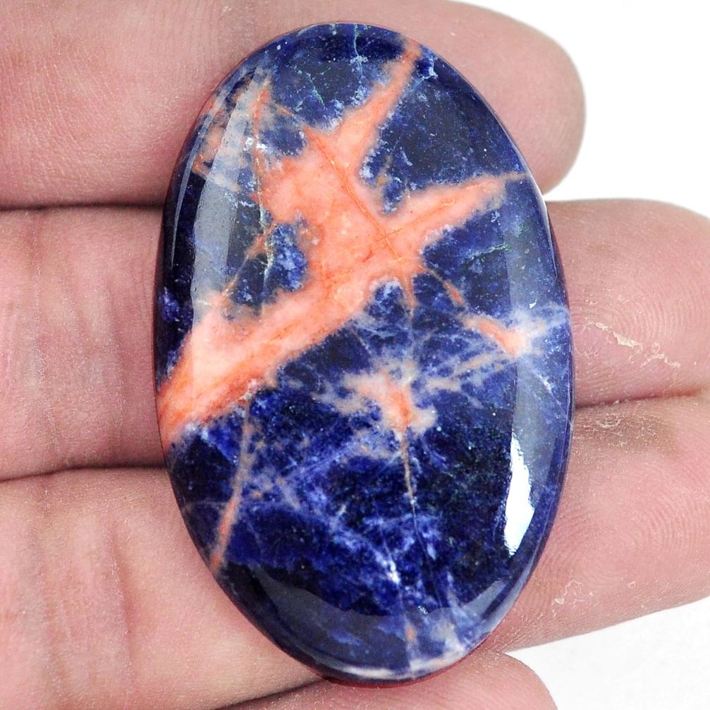 Natural 51.25cts sodalite orange cabochon 46x29 mm oval loose gemstone s7192