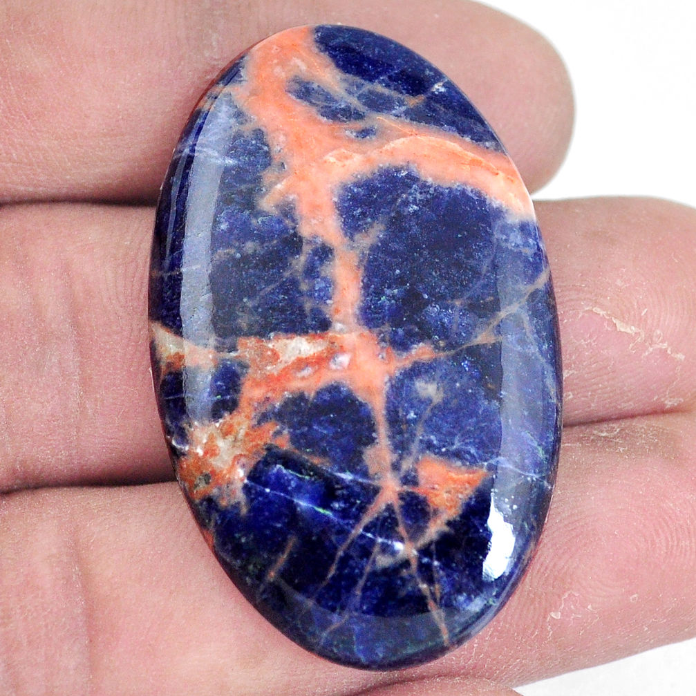 Natural 44.35cts sodalite orange cabochon 42x26 mm oval loose gemstone s7194