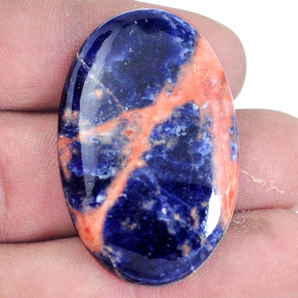 Natural 44.35cts sodalite orange cabochon 39x25 mm oval loose gemstone s7195