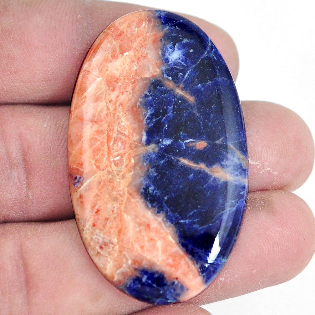 Natural 44.35cts sodalite orange cabochon 46x27 mm oval loose gemstone s7196