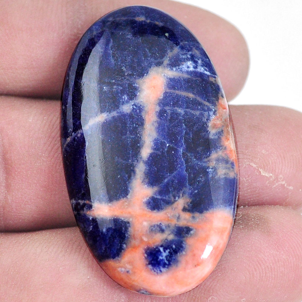Natural 43.10cts sodalite orange cabochon 40x23 mm oval loose gemstone s7198