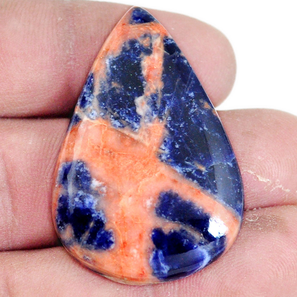 Natural 49.56cts sodalite orange cabochon 39x26 mm pear loose gemstone s7200