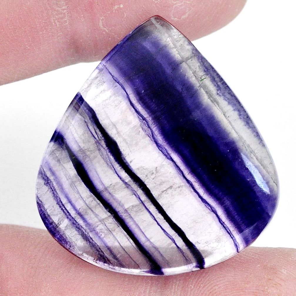 Natural 60.10cts fluorite multicolor cabochon 33x31 mm pear loose gemstone s7206