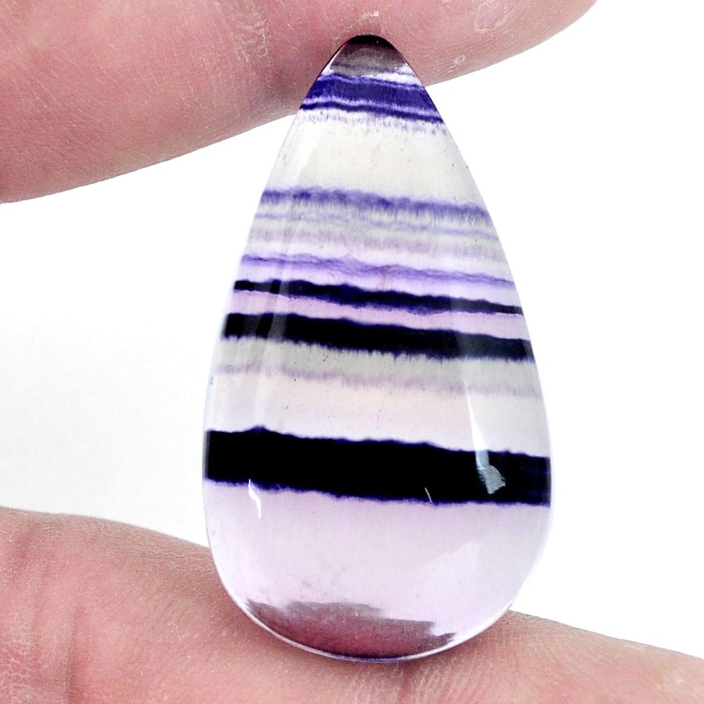 Natural 51.30cts fluorite multicolor cabochon 39x22 mm pear loose gemstone s7219