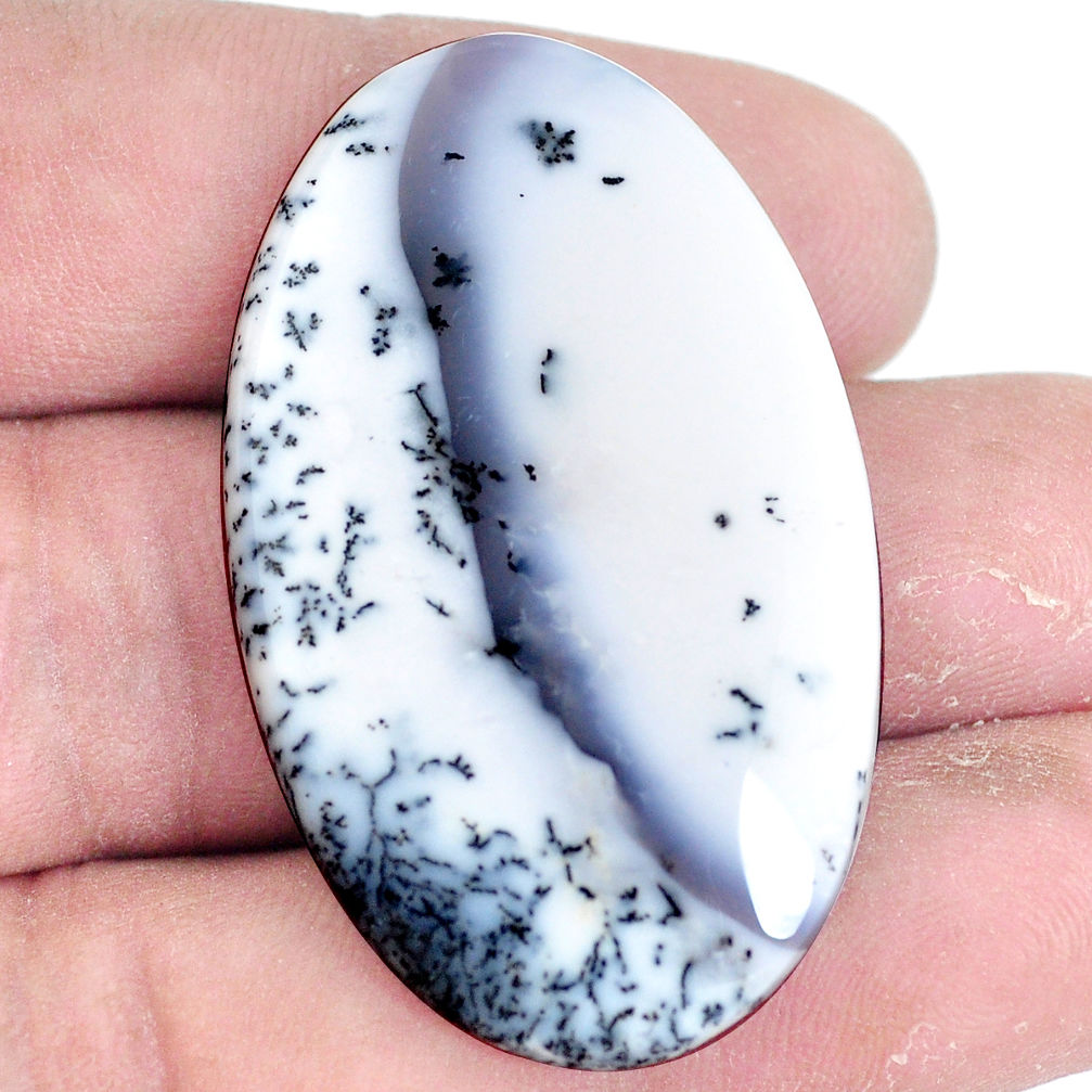 Natural 49.15cts dendrite opal white cabochon 43.5x26 mm loose gemstone s7222