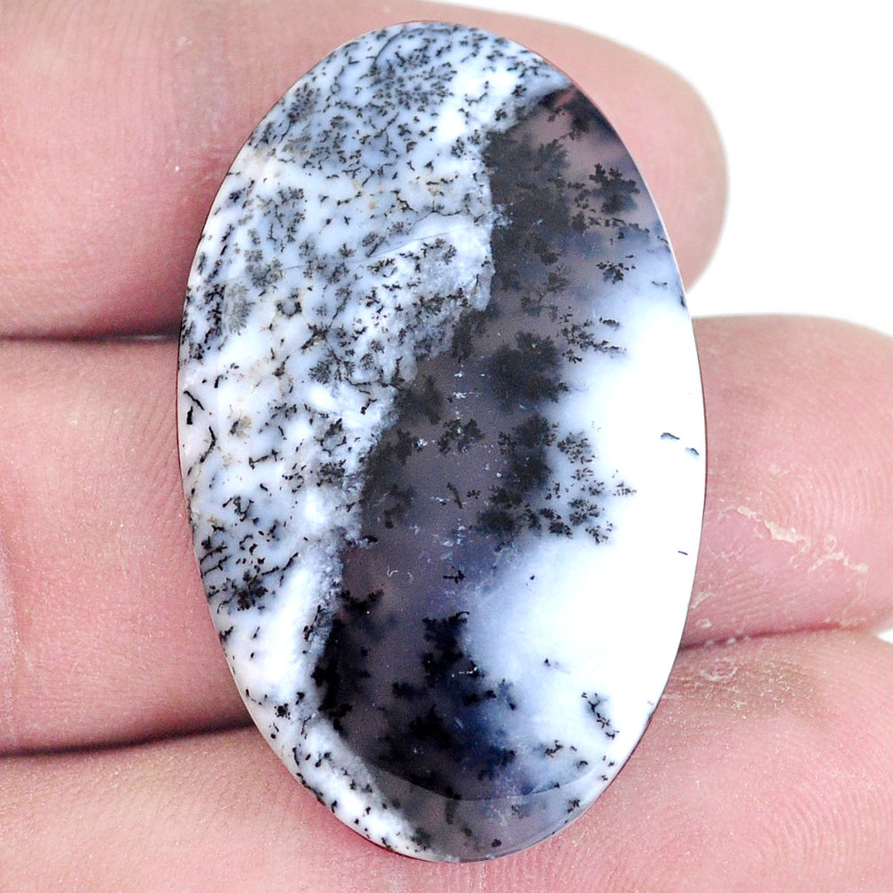 Natural 36.20cts dendrite opal white cabochon 38x23.5 mm loose gemstone s7223