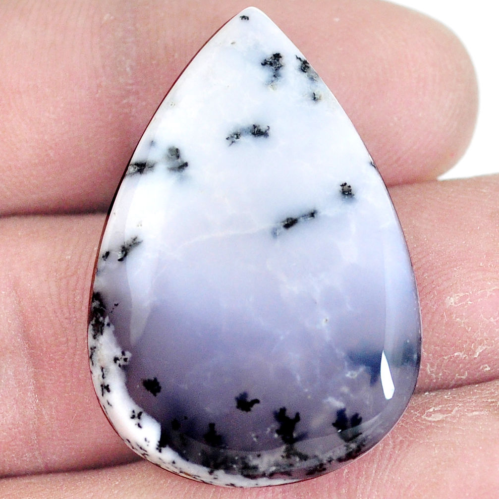 Natural 34.35cts dendrite opal white cabochon 33x22.5 mm loose gemstone s7224