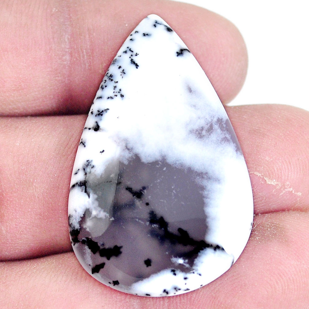 Natural 33.45cts dendrite opal (merlinite) white 37x22.5 mm loose gemstone s7227