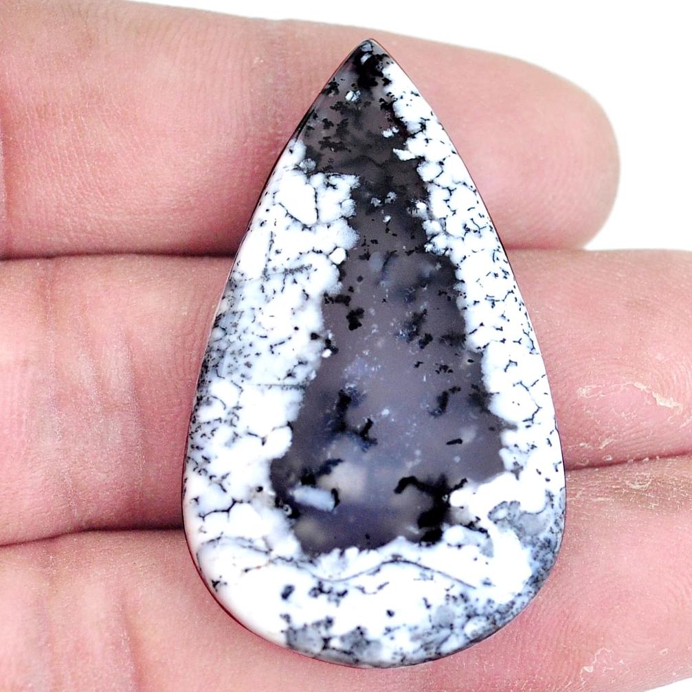 Natural 43.45cts dendrite opal (merlinite) white 42x25 mm loose gemstone s7228