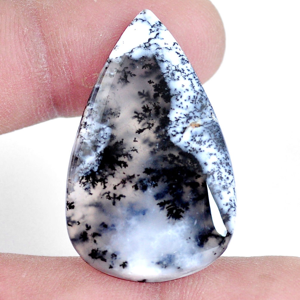 Natural 30.15cts dendrite opal (merlinite) white 35x22 mm loose gemstone s7230