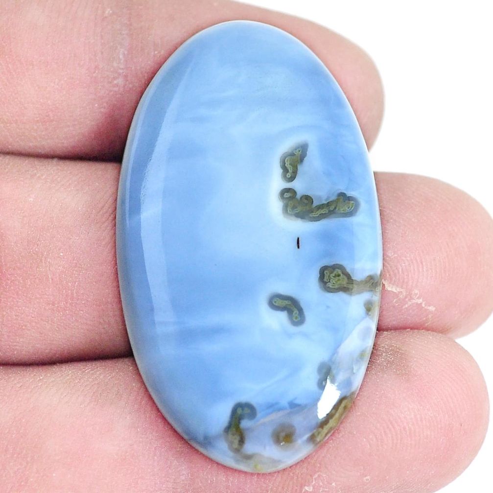 Natural 37.05cts owyhee opal blue cabochon 40x23 mm oval loose gemstone s7236