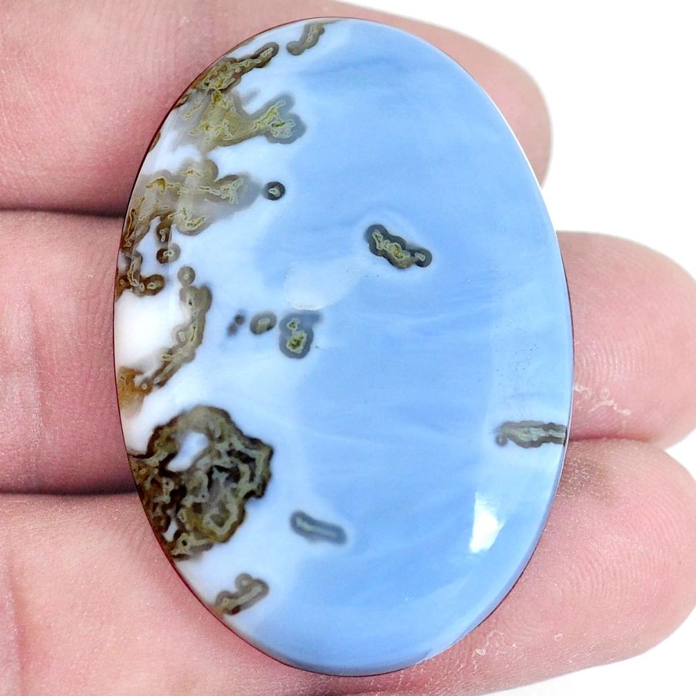 Natural 65.10cts owyhee opal blue cabochon 44x30 mm oval loose gemstone s7240