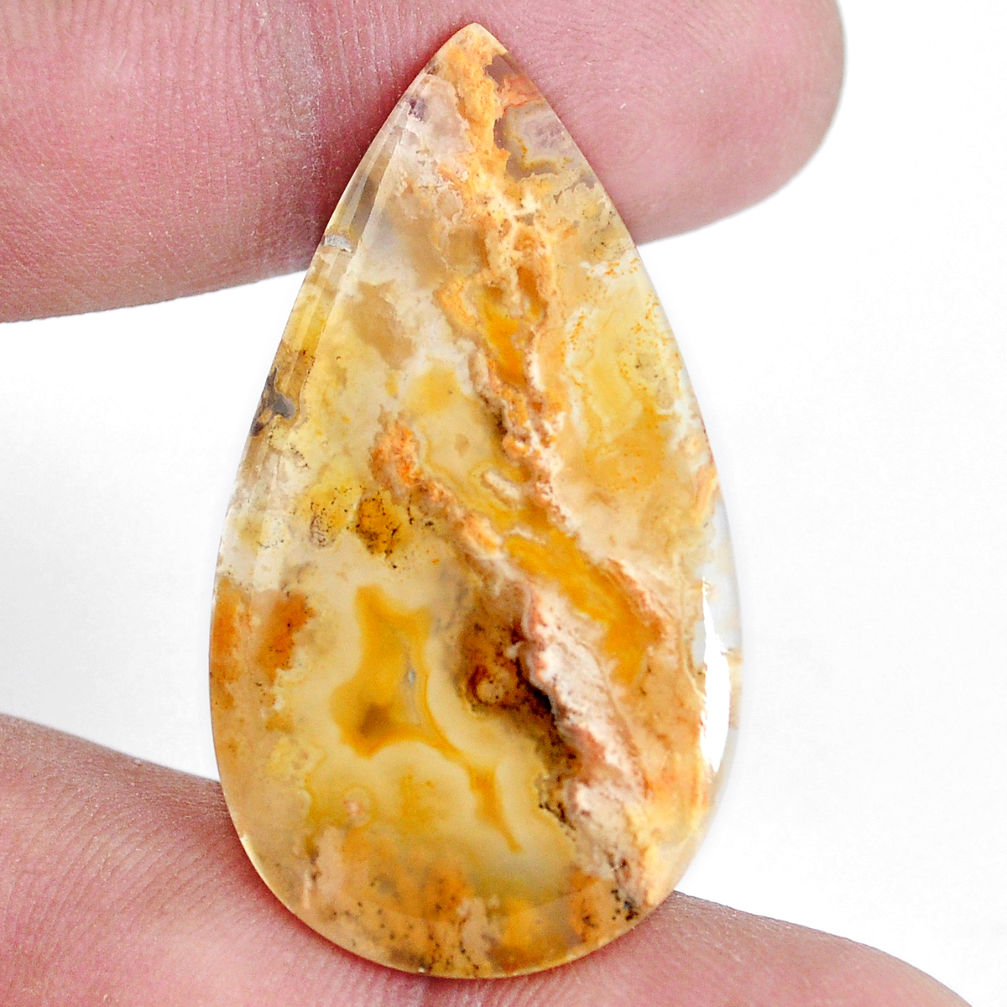 Natural 21.05cts plum agate yellow cabochon 39x22 mm pear loose gemstone s7312
