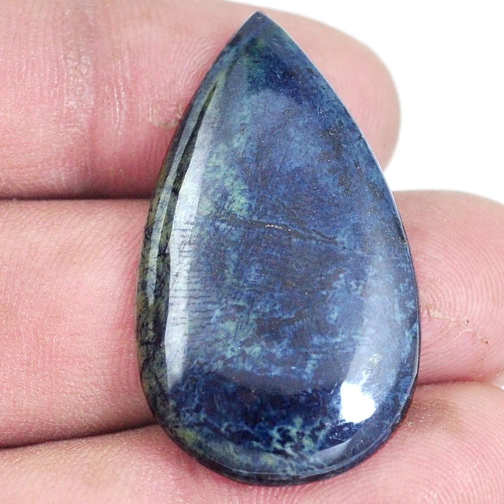 Natural 23.45cts vivianite black cabochon 36x20 mm pear loose gemstone s7344