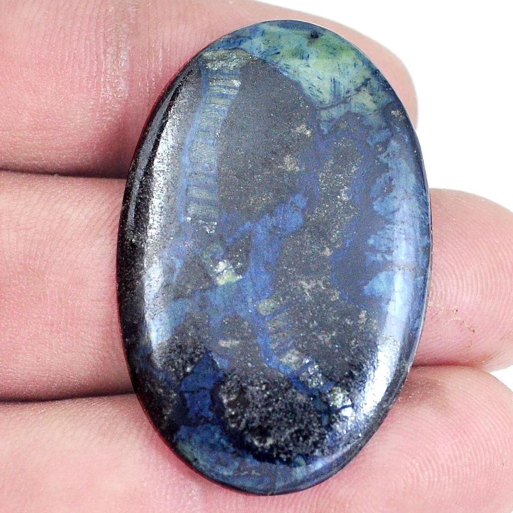 Natural 27.40cts vivianite black cabochon 39x25 mm oval loose gemstone s7346