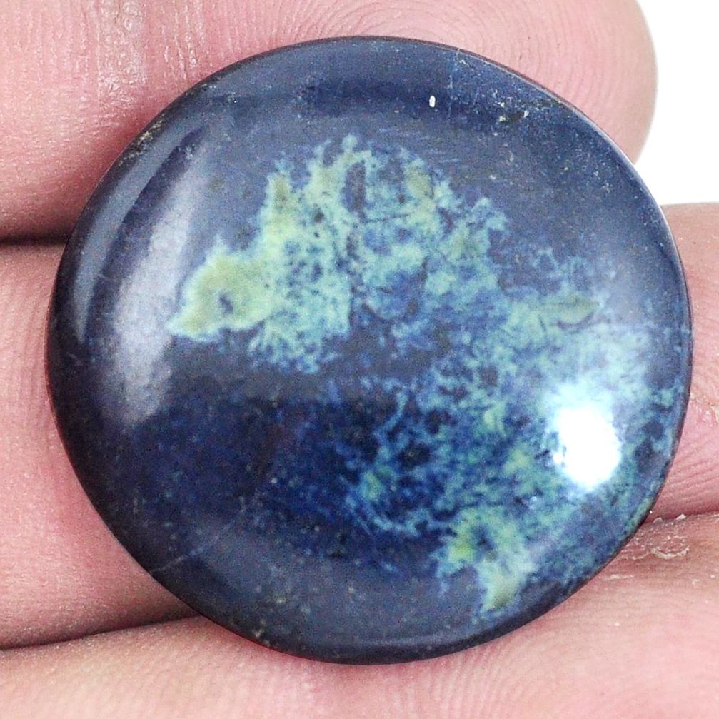 Natural 31.30cts vivianite black cabochon 28x28 mm round loose gemstone s7350