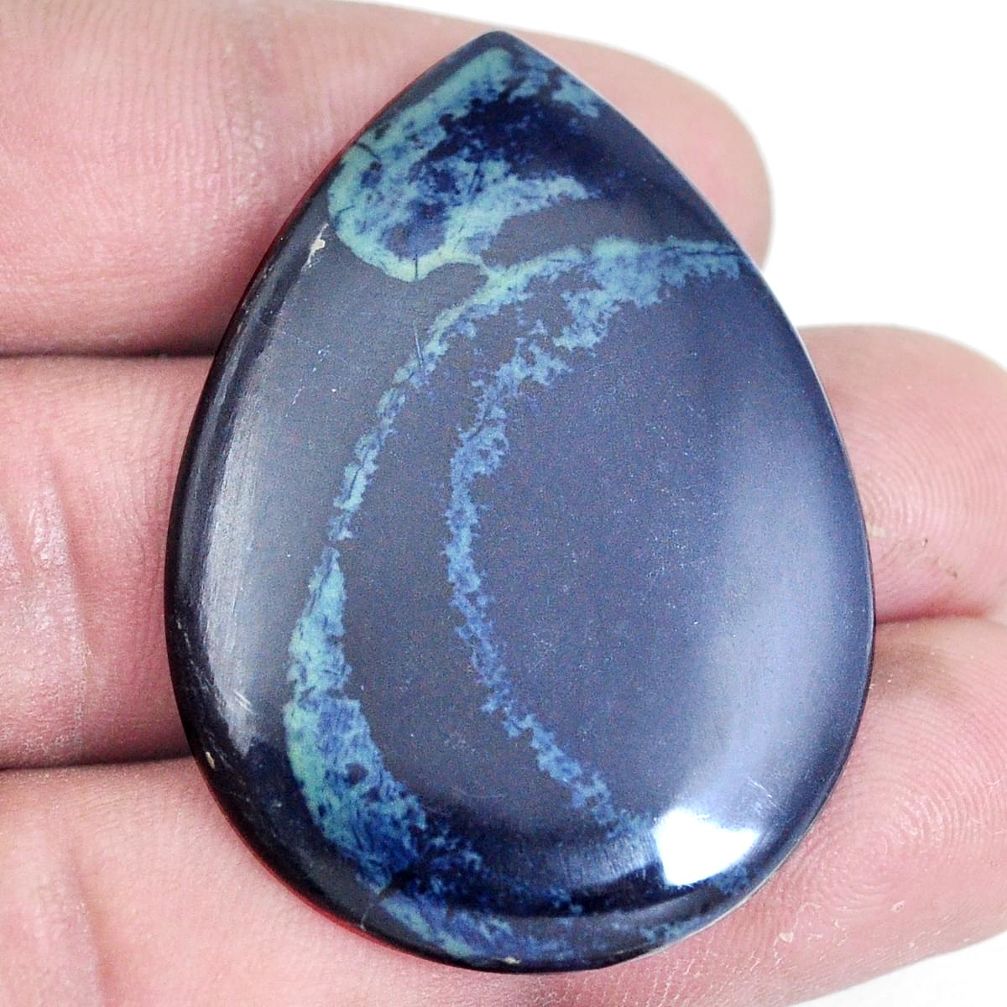 Natural 40.10cts vivianite black cabochon 44x30 mm pear loose gemstone s7357