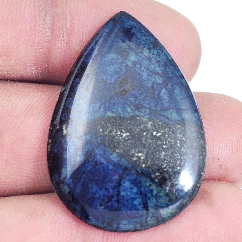 Natural 26.30cts vivianite black cabochon 34x24 mm pear loose gemstone s7358