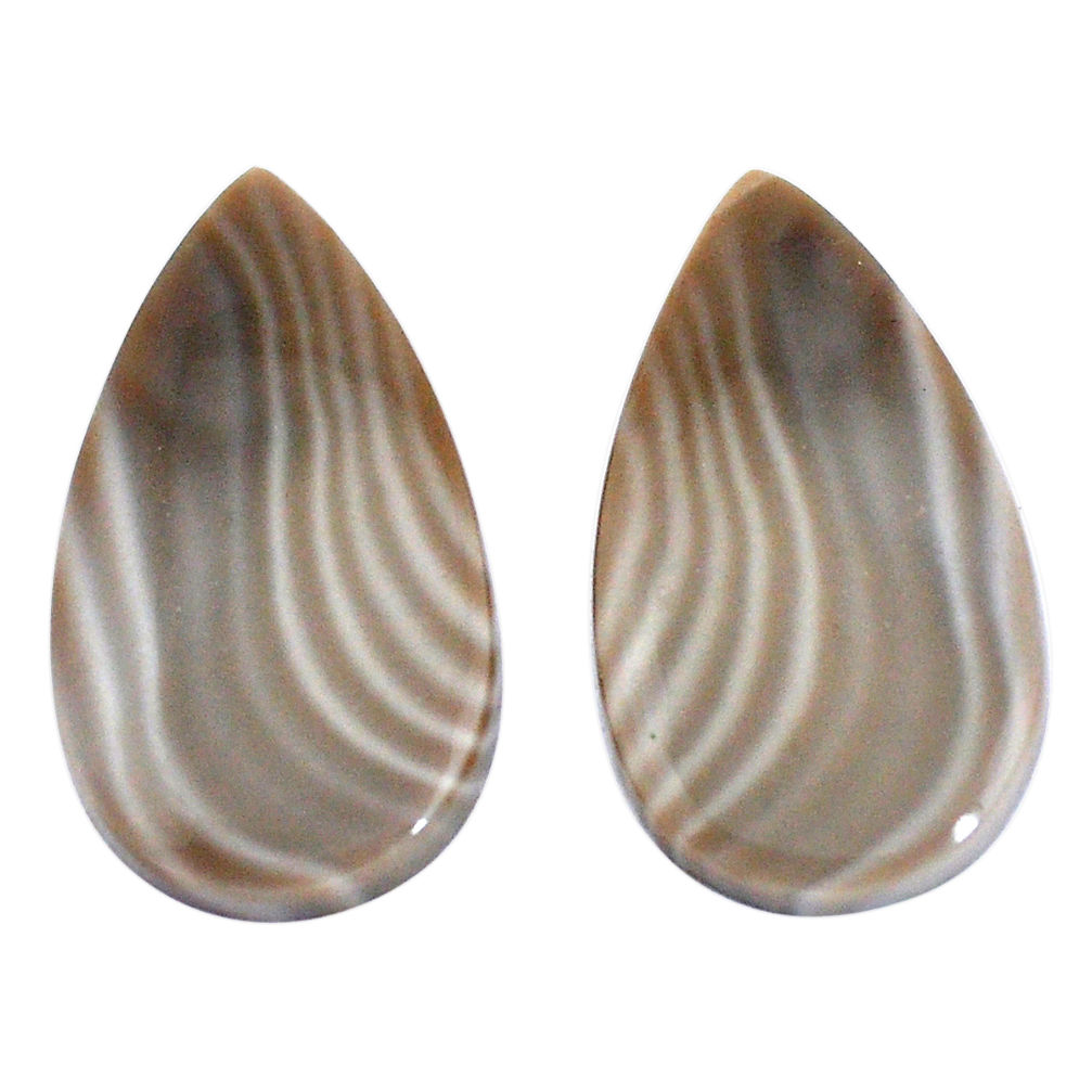 Natural 20.10cts striped flint ohio grey 25x13mm pair pear loose gemstone s7644