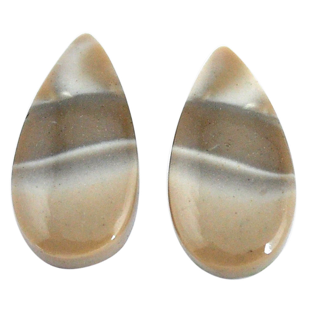 Natural 17.40cts striped flint ohio grey 22x11 mm pear pair loose gemstone s7657