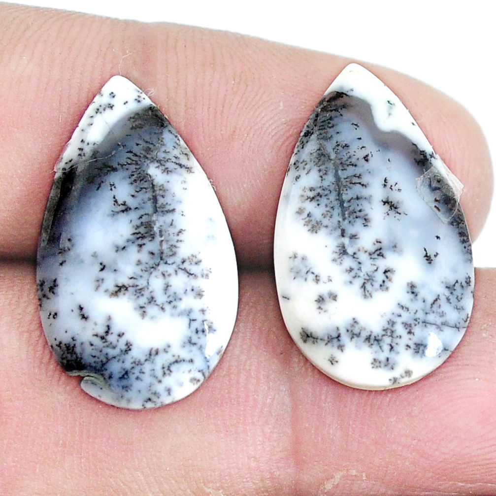 Natural 15.15cts dendrite opal (merlinite) 22.5x13.5mm pair loose gemstone s7687