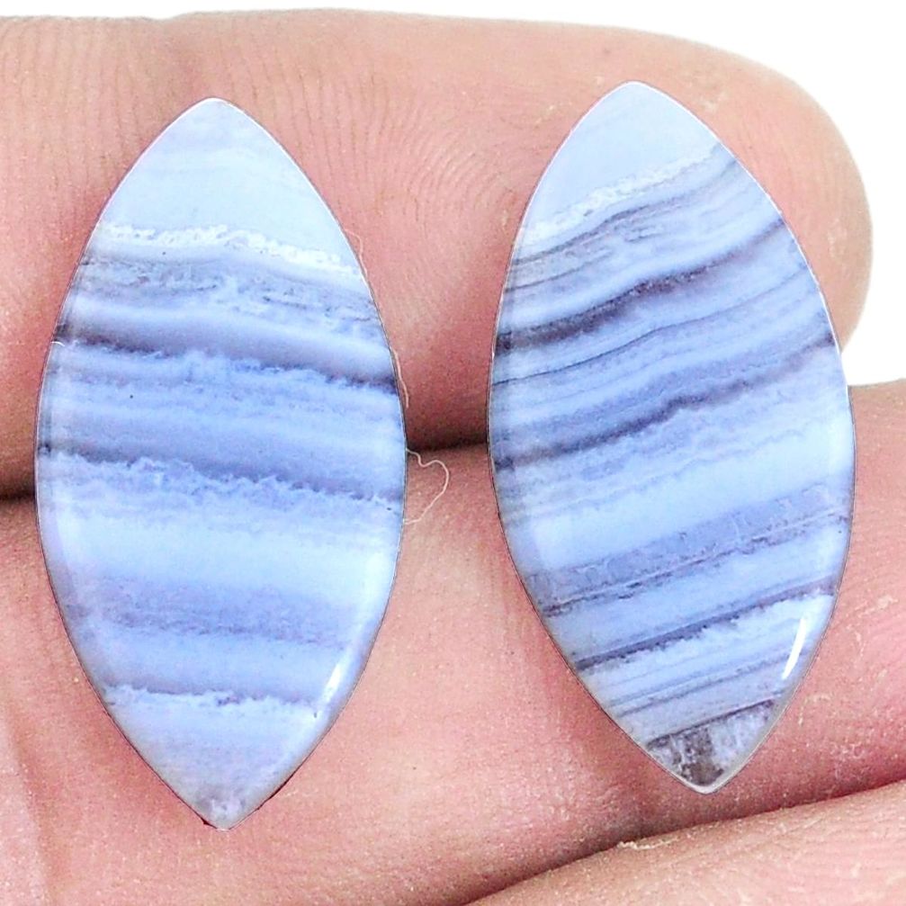 Natural 17.35cts lace agate blue pair 26x13 mm marquise loose gemstone s7707