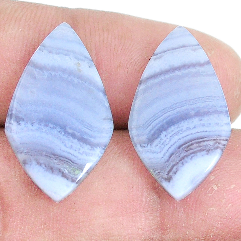 Natural 15.10cts lace agate blue pair 24x13 mm marquise loose gemstone s7709