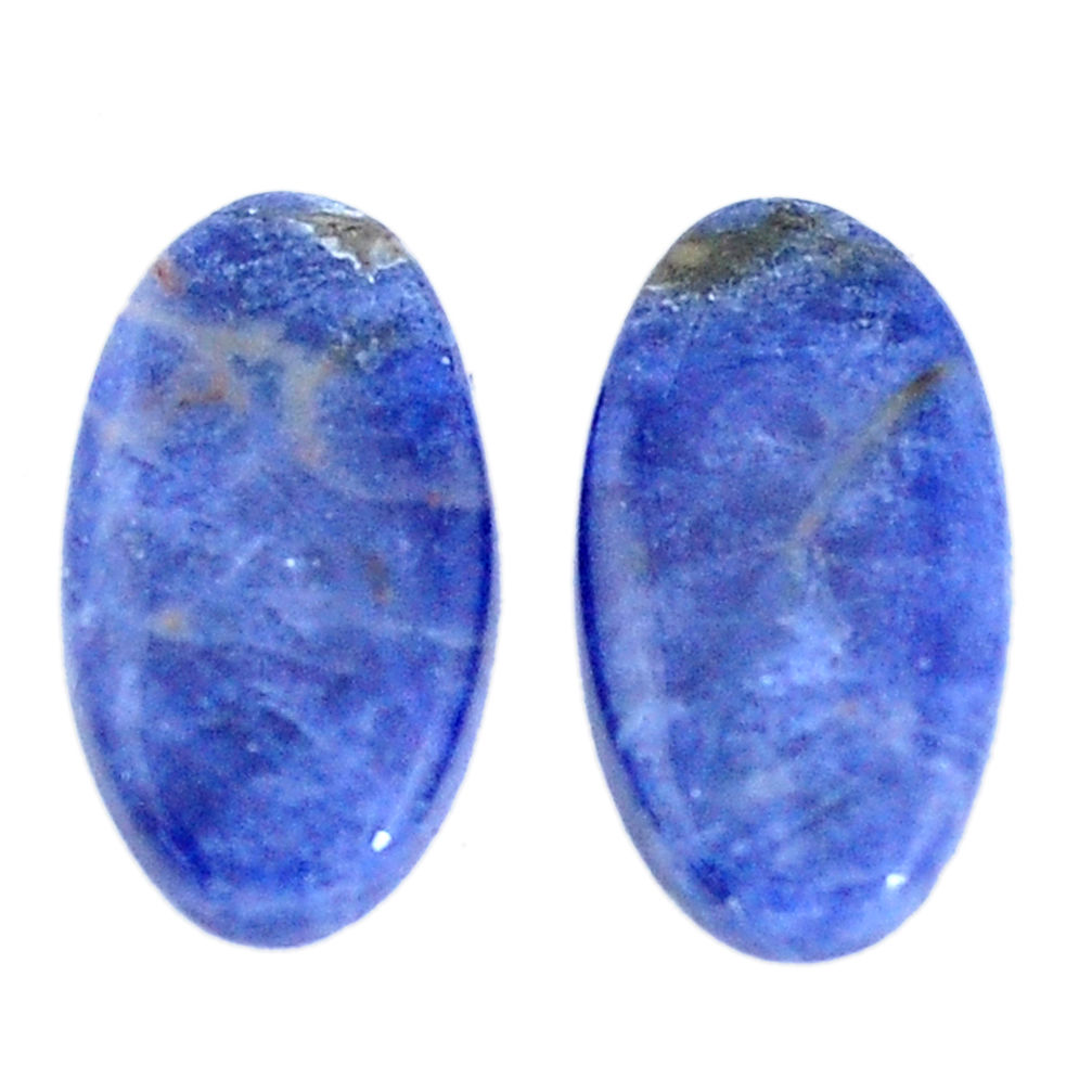 Natural 14.45cts sodalite blue cabochon 21x11 mm pair oval loose gemstone s7782