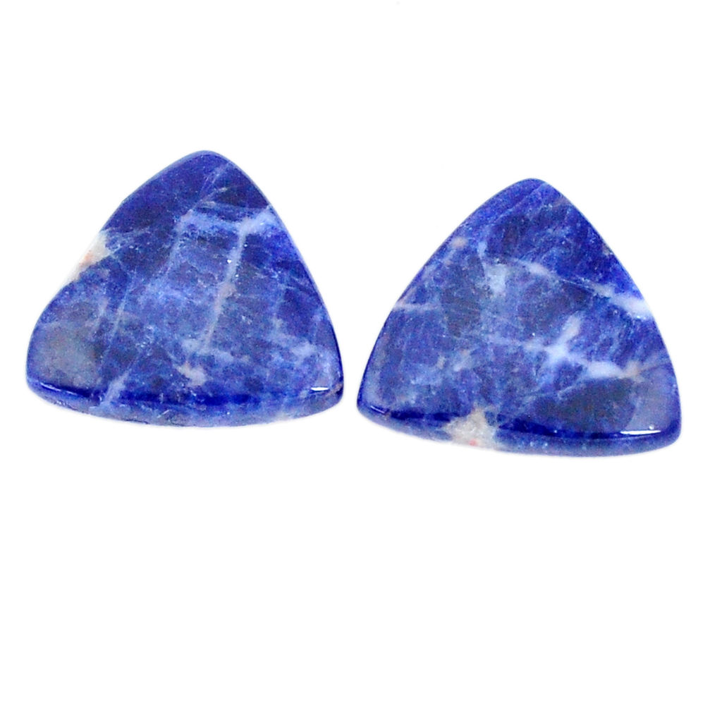 Natural 14.45cts sodalite blue pair 17x17mm trillion loose gemstone s7786