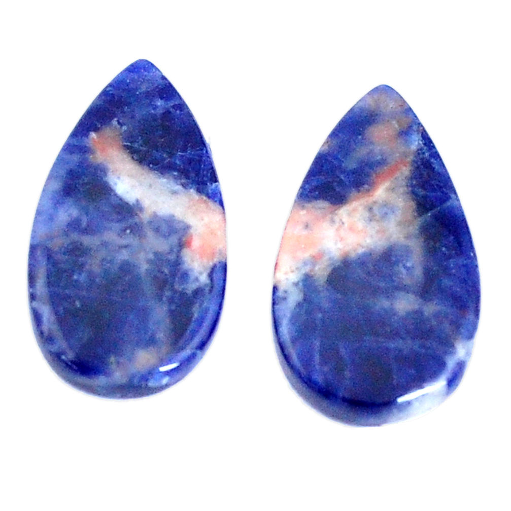 Natural 10.15cts sodalite orange cabochon 21x11mm pair pear loose gemstone s7791