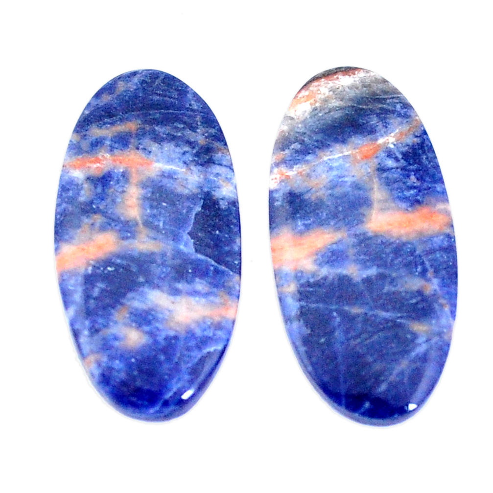 Natural 16.30cts sodalite orange cabochon 28x13mm oval pair loose gemstone s7794