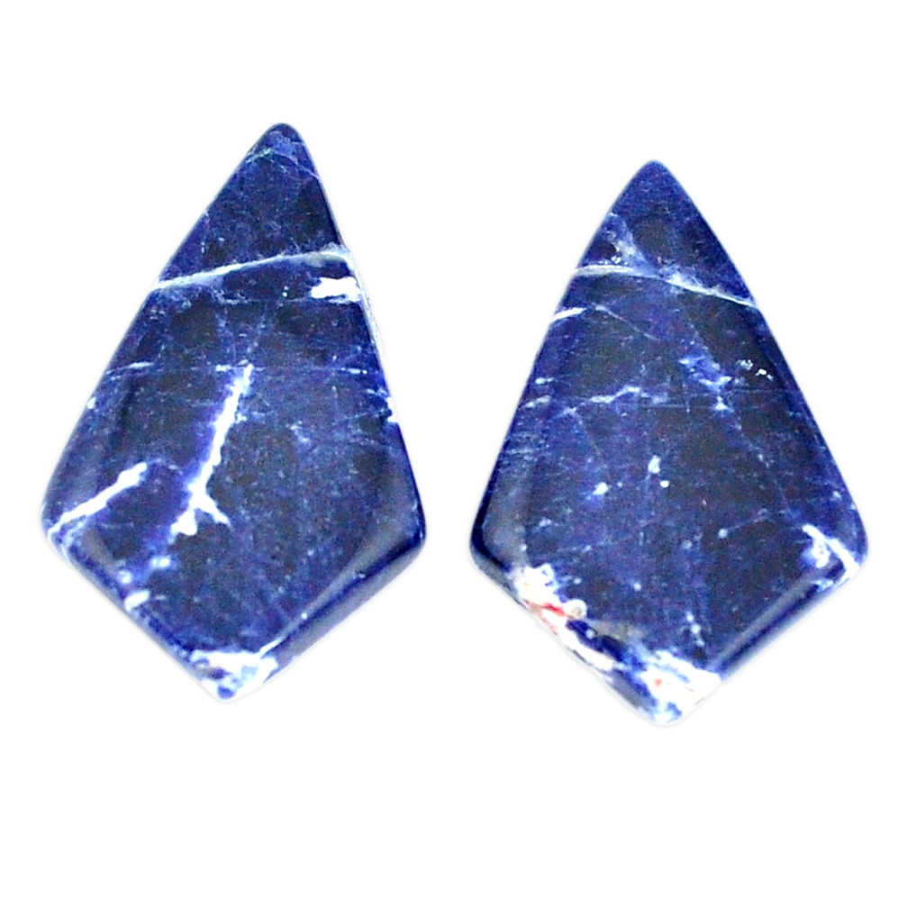 Pair natural 17.35cts sodalite blue cabochon 27x16 mm fancy loose gemstone s7796