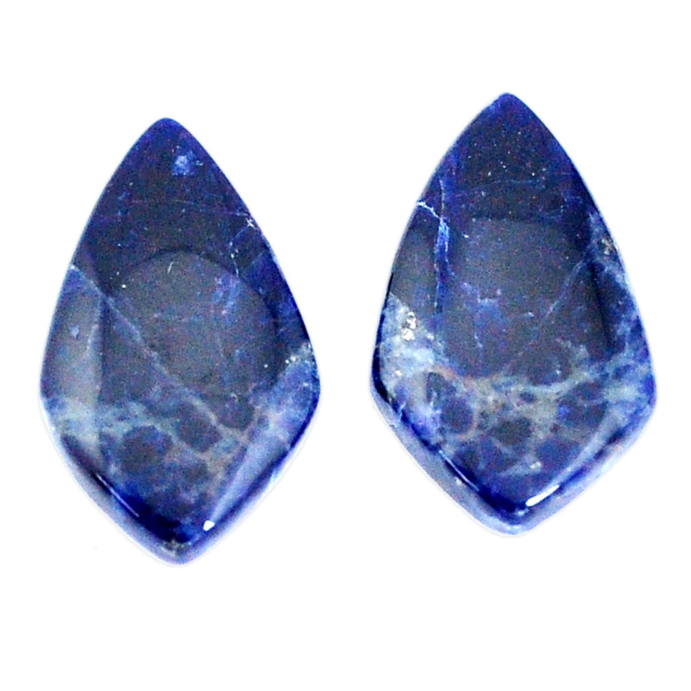 Pair natural 15.10cts sodalite blue cabochon 23x13 mm fancy loose gemstone s7800