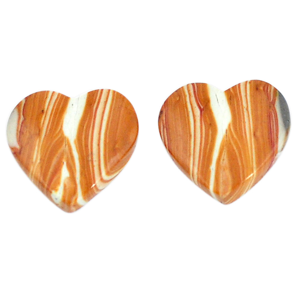 Natural 18.45cts snakeskin jasper pair 16x16 mm heart loose gemstone s7838