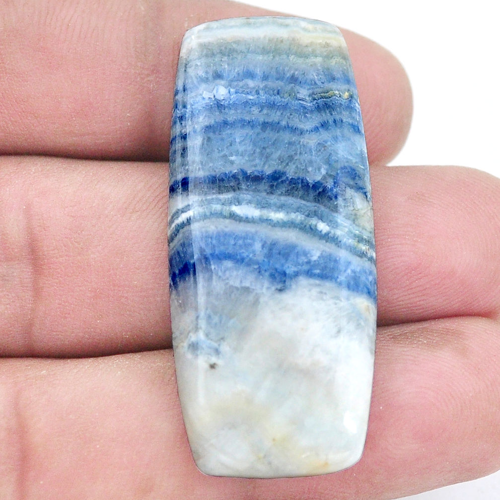 Natural 33.45cts blue scheelite 42x17.5mm loose gemstone s7928