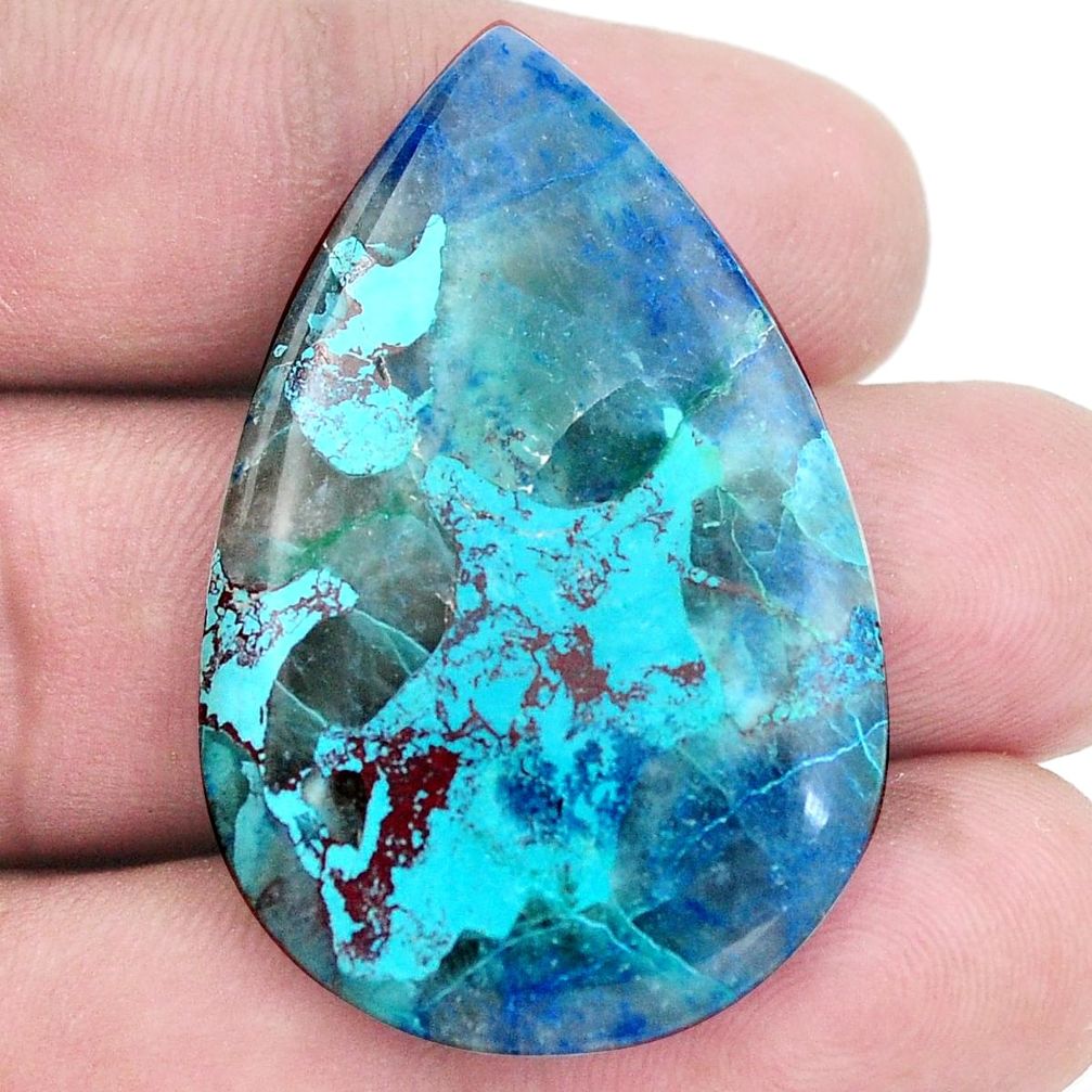 Natural 33.45cts shattuckite blue cabochon 40x26 mm pear loose gemstone s8011