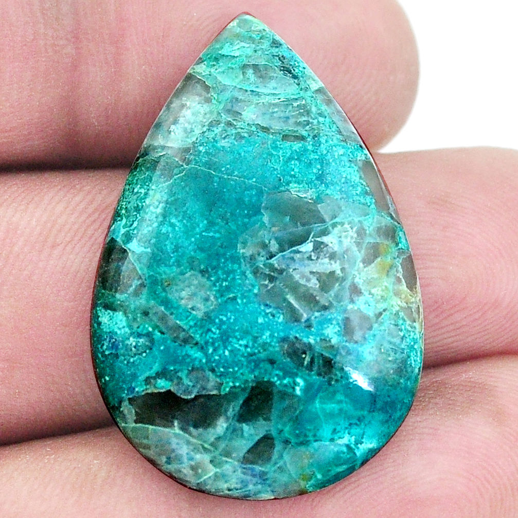 Natural 27.40cts shattuckite blue cabochon 32x21 mm pear loose gemstone s8014