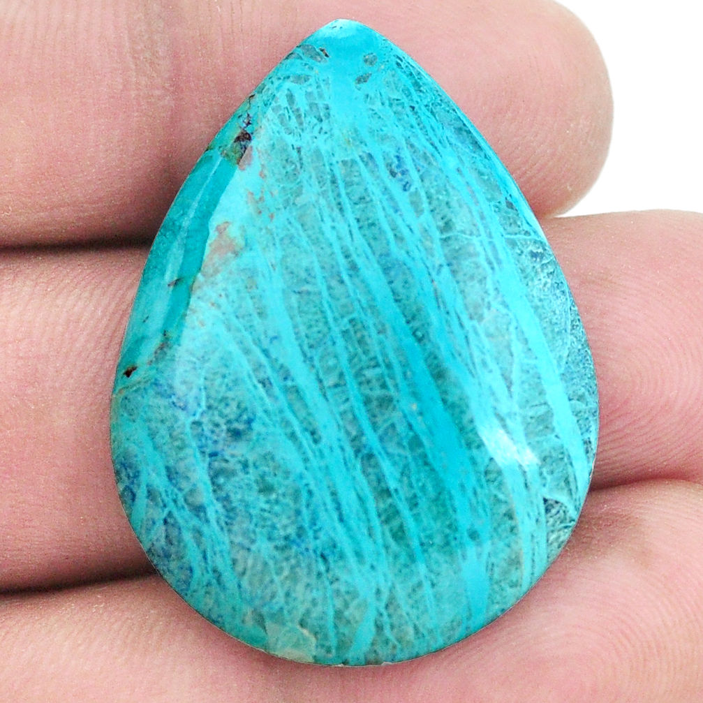 Natural 32.40cts shattuckite blue cabochon 34x25 mm pear loose gemstone s8016
