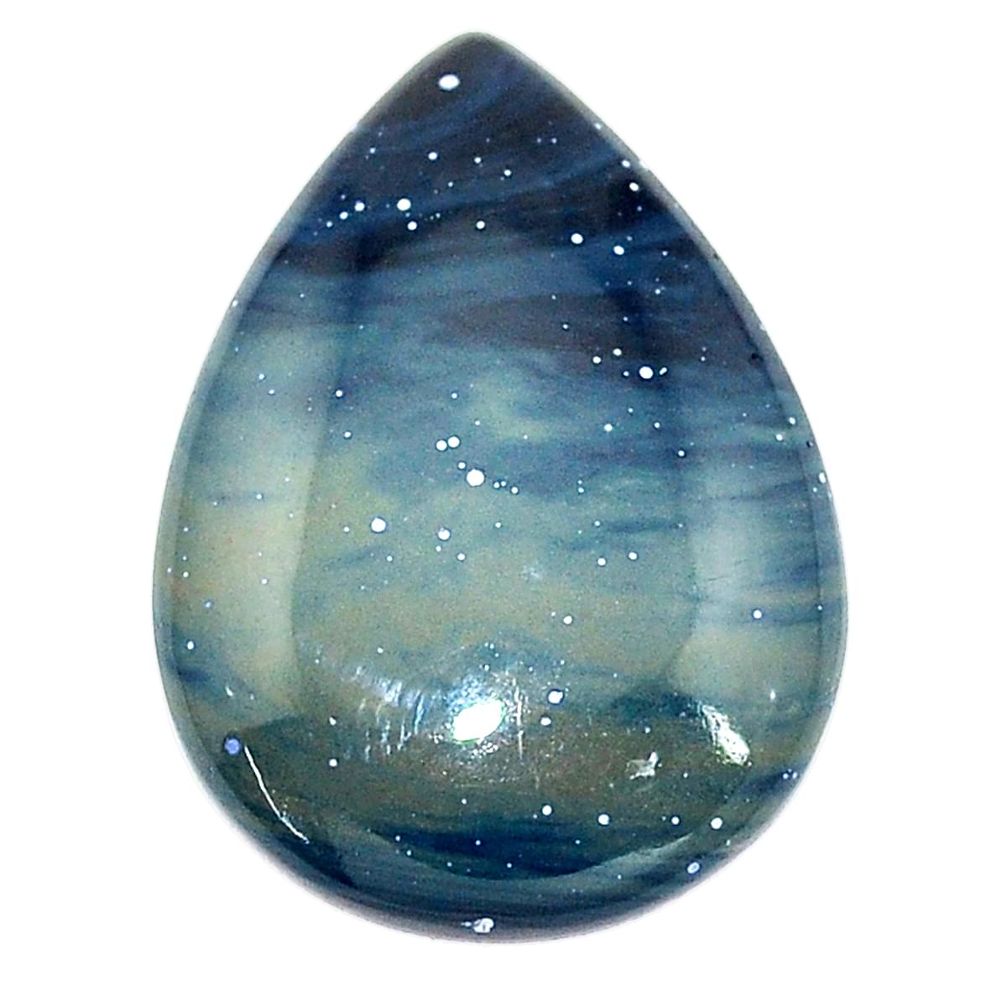 Natural 21.30cts swedish slag blue cabochon 28x20 mm pear loose gemstone s8101