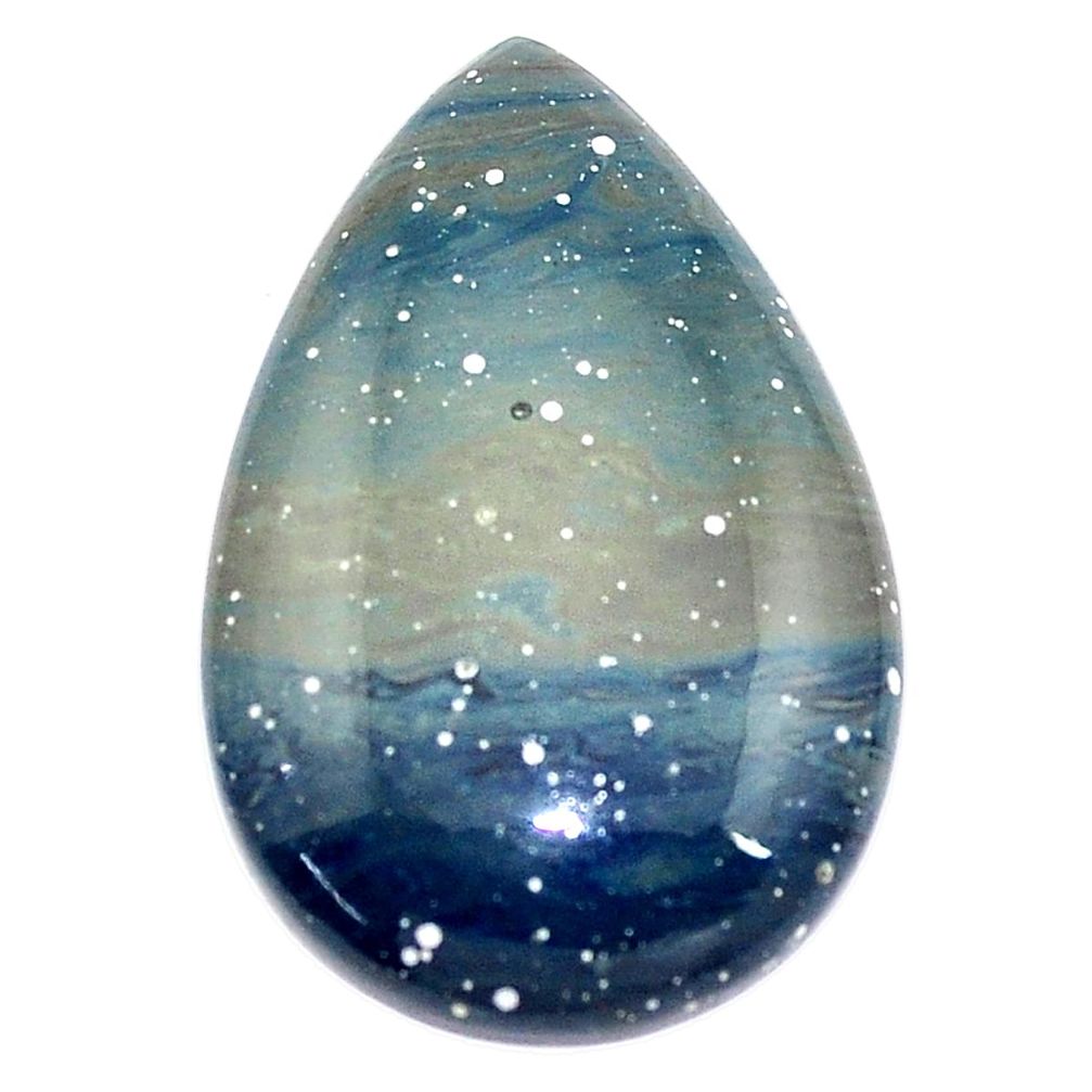 Natural 28.45cts swedish slag blue cabochon 32x20 mm pear loose gemstone s8102