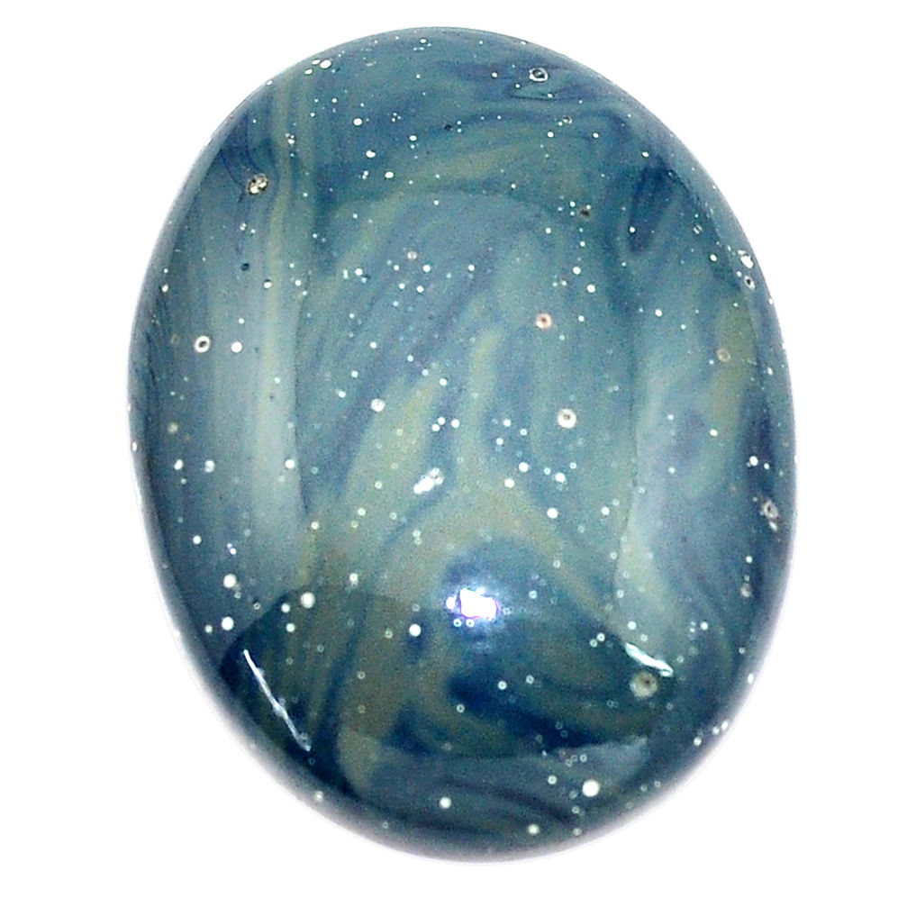 Natural 38.15cts swedish slag blue cabochon 31x23 mm oval loose gemstone s8104