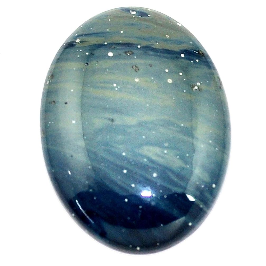 Natural 31.30cts swedish slag blue cabochon 31x22 mm oval loose gemstone s8110