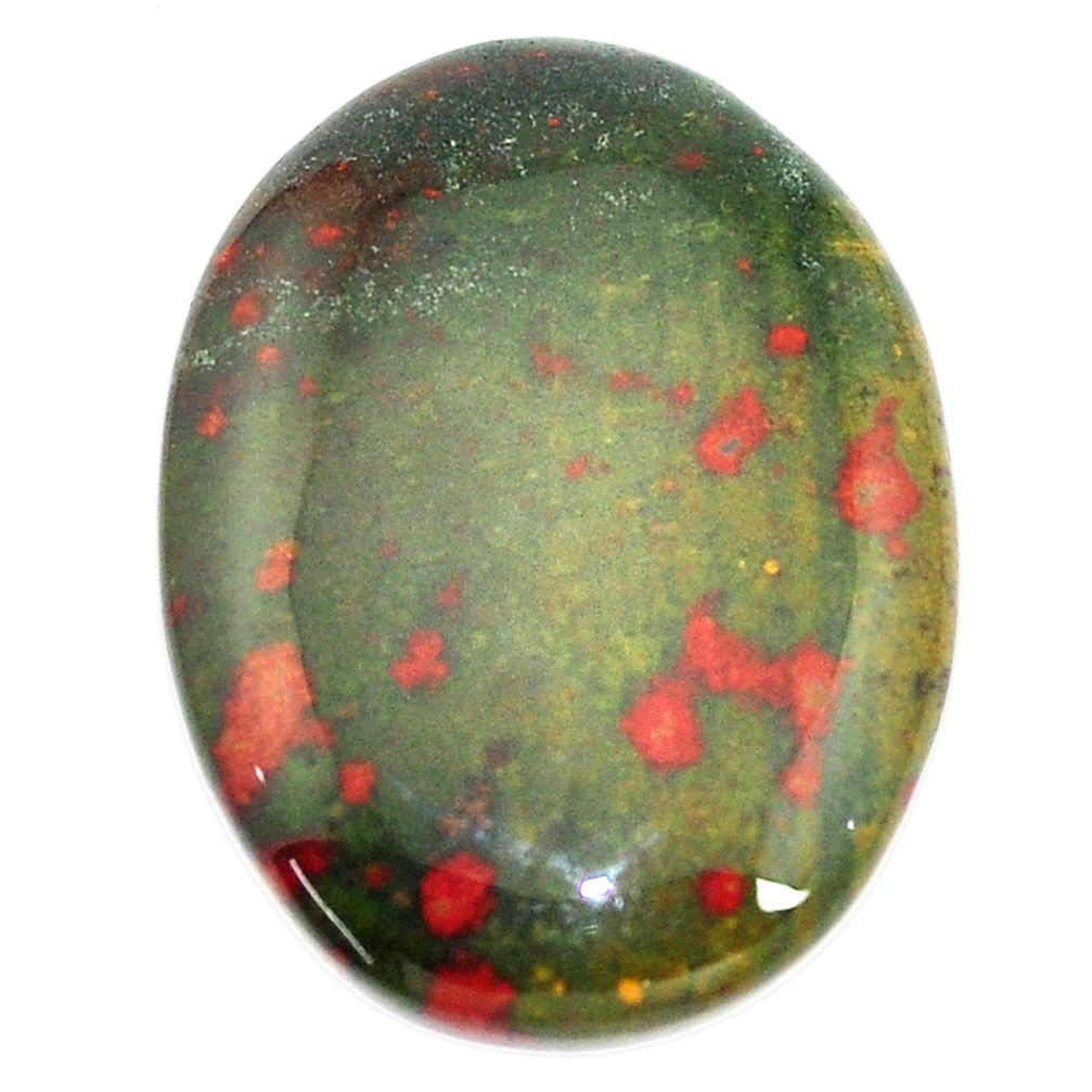 Natural 27.35cts bloodstone african green 30.5x22.5 mm loose gemstone s8123