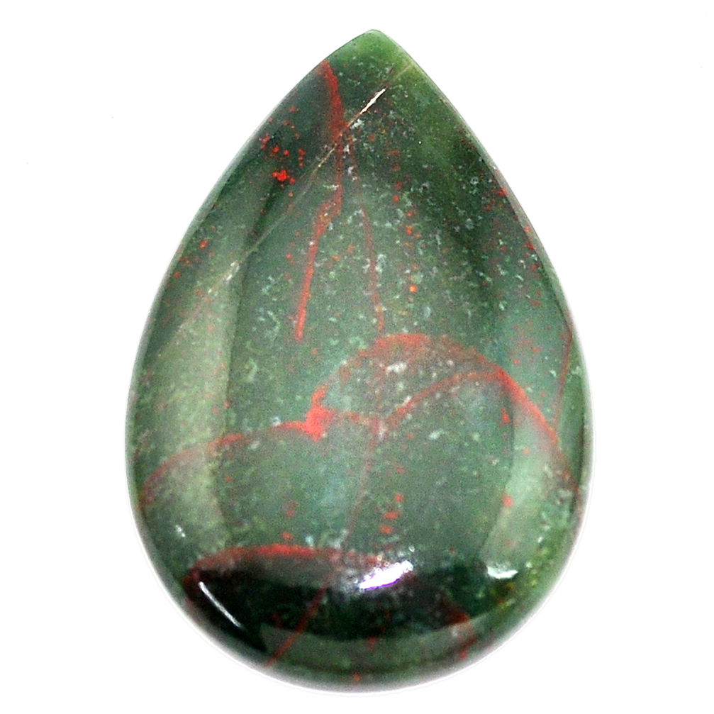 Natural 36.15cts bloodstone african green 38x25 mm pear loose gemstone s8133