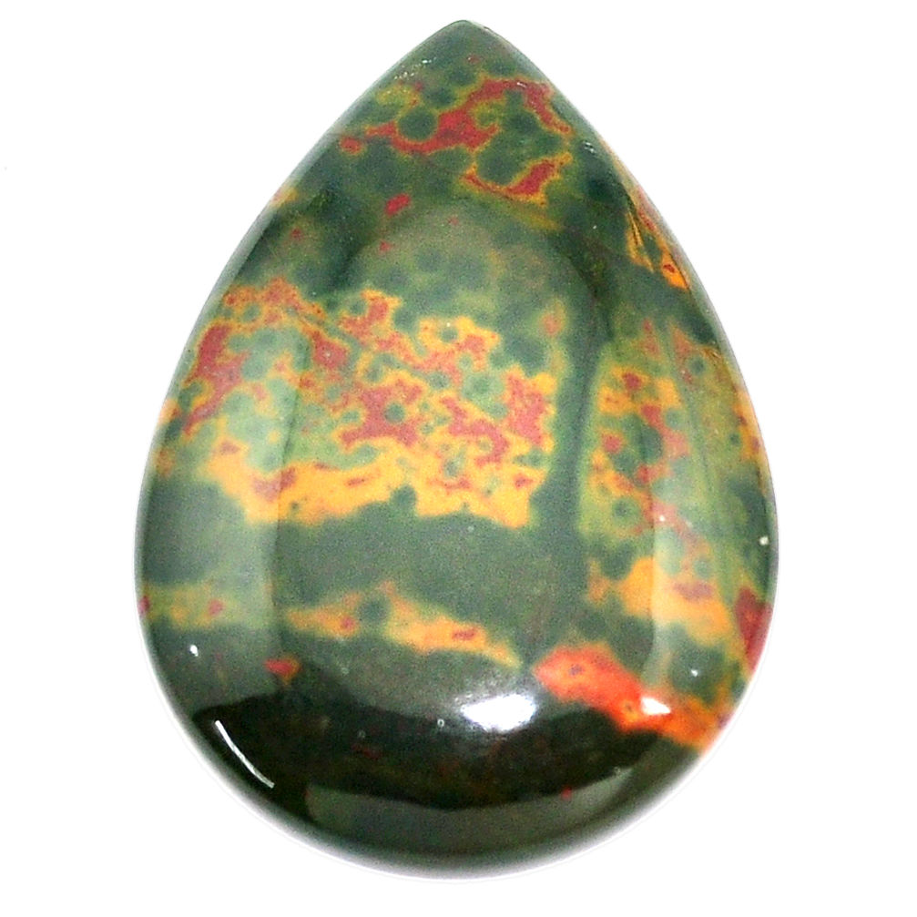 Natural 35.10cts bloodstone african green 36x25 mm pear loose gemstone s8134