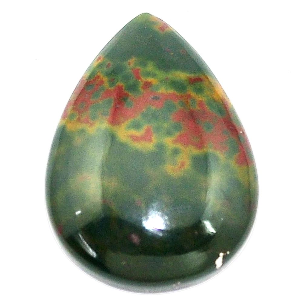 Natural 20.10cts bloodstone african green 26x18 mm pear loose gemstone s8135