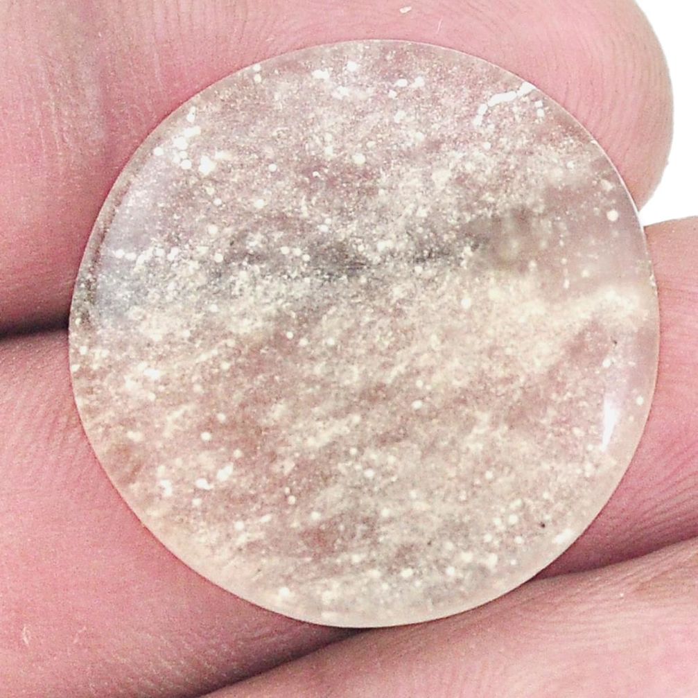 Natural 17.40cts libyan desert glass cabochon 24x24mm round loose gemstone s8285